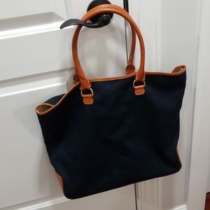 J. Crew Navy and Tan Tote Bag